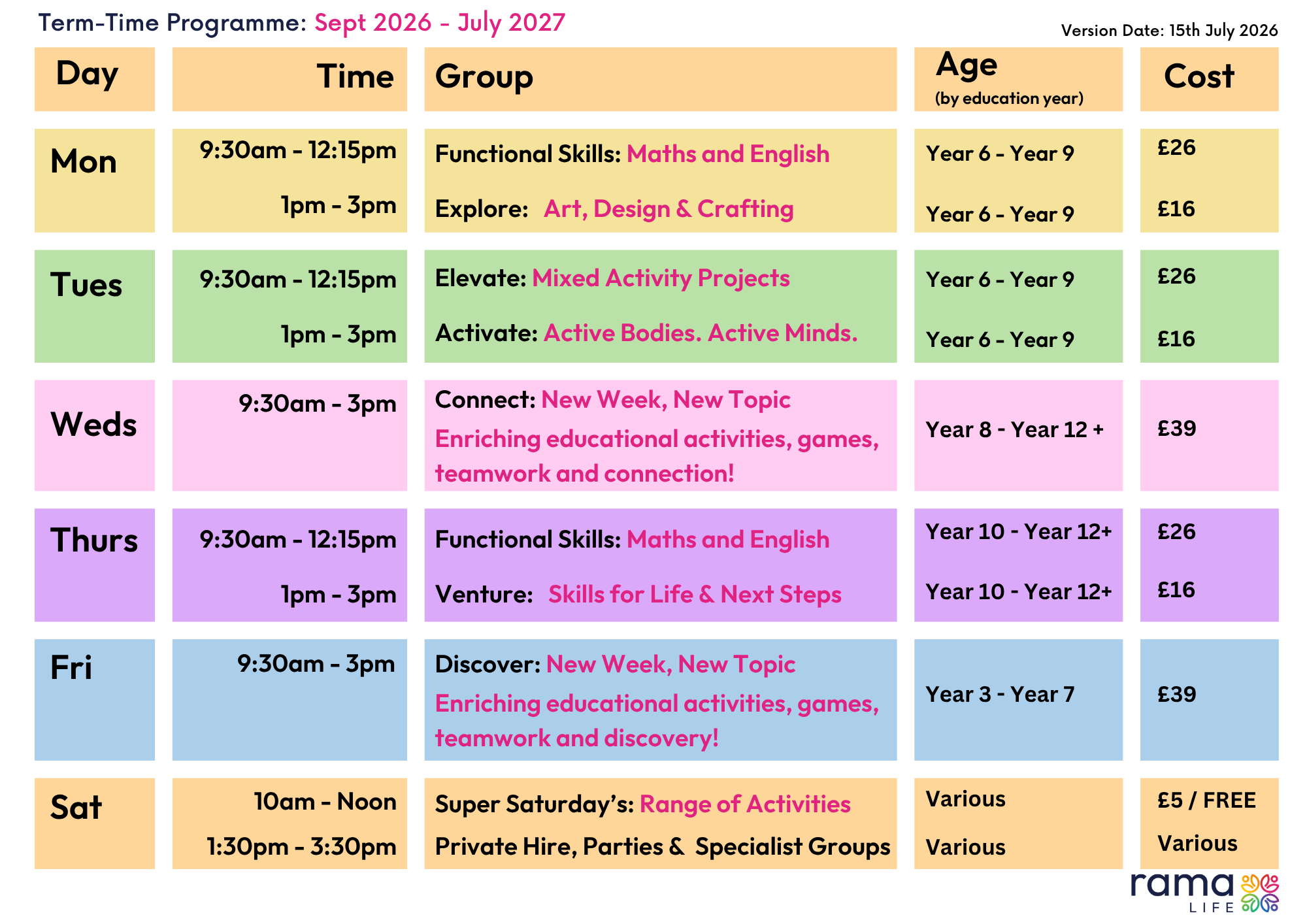 Home Education Groups Rama Life 2026 / 27 Somerset English Maths Art History and Science Active Sport